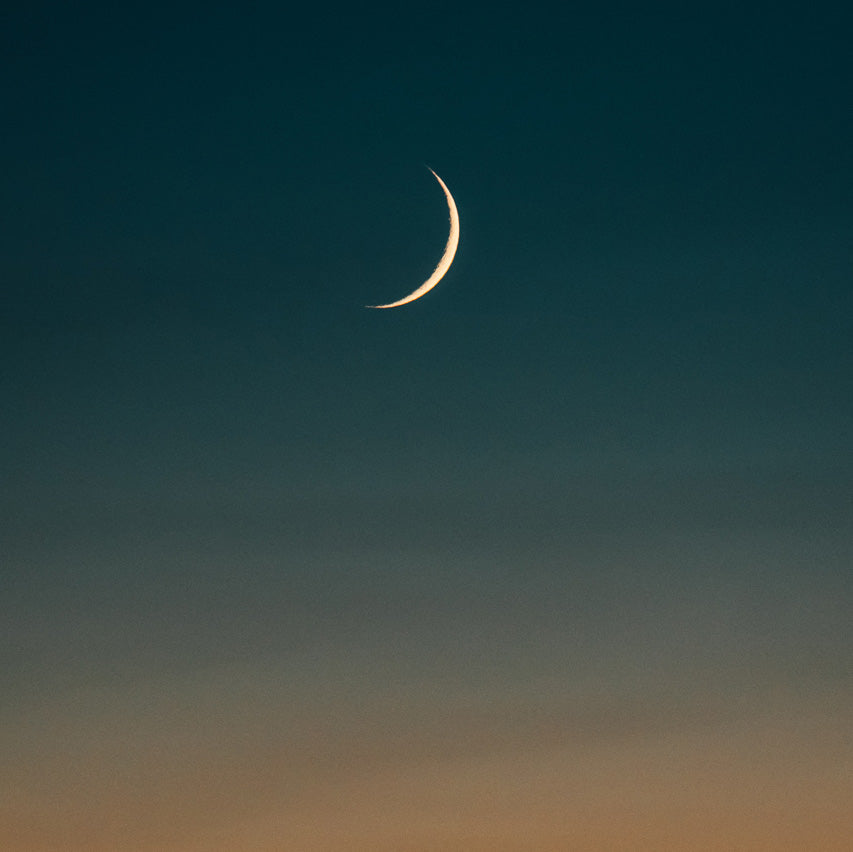 Crescent Moon, Mountain Sunset