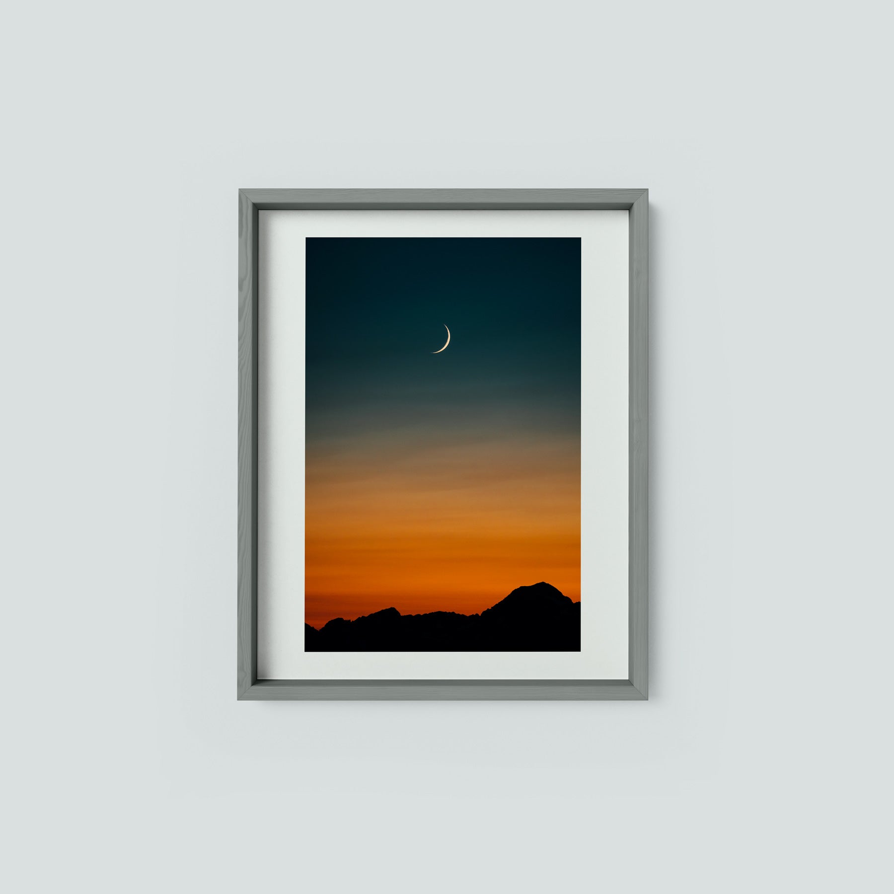 Crescent Moon, Mountain Sunset